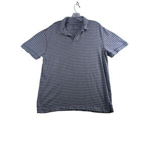 Calvin Klein Jeans Mens White Blue Striped Polo Shirt Large Short Sleeve Cotton